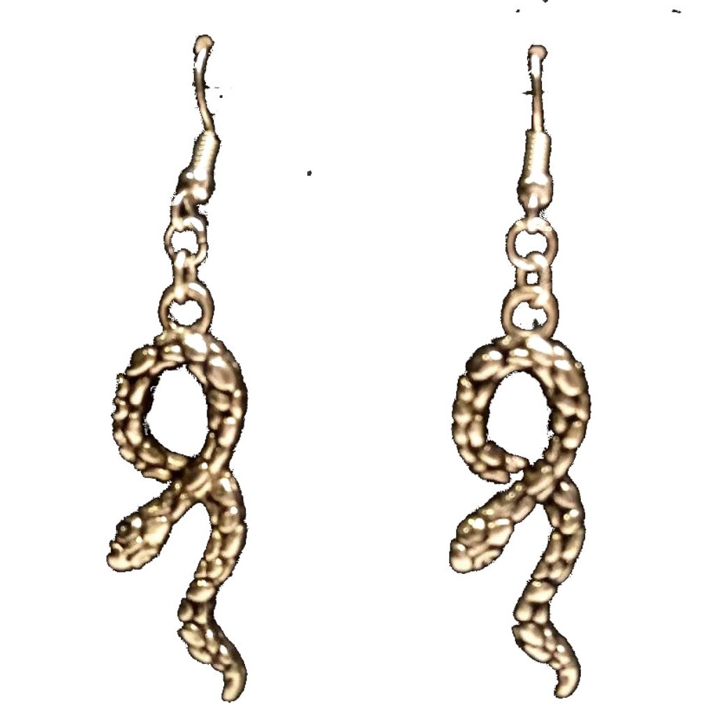 Silver Coiled Snake Earrings 13$